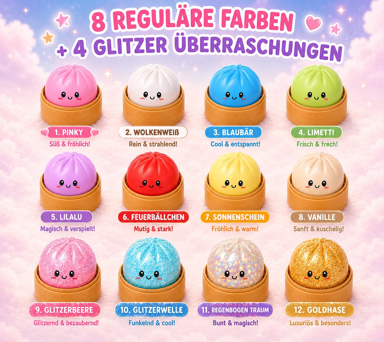 Dumpling Squishy Bites - 1 Stück Mystery Box